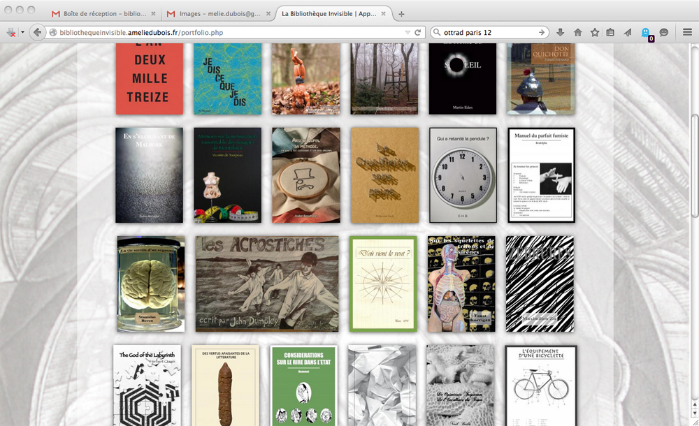 Capture d'écran du site web bibliothèque invisible, 2015.